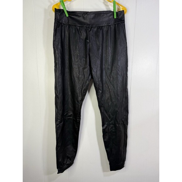 Commando Women's Black Faux Leather Jogger Pants Size Large L Pockets - Picture 1 of 9